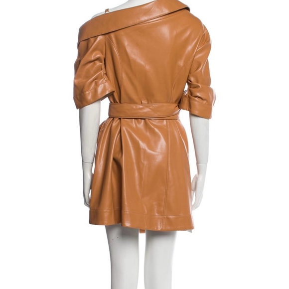 Chic Brown Faux Leather Belted Dress - Picture 3 of 3